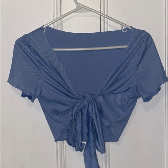 Baby Blue Tie Up Top - Picture 2 of 3